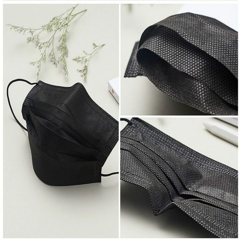 Adult Disposable Flat Civil Protective Mask Black Three-Layer Face Mask