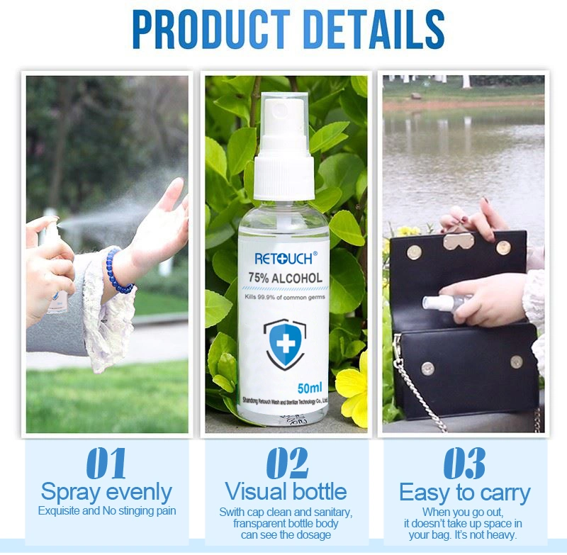 Wholesale Antibacterial 100ml Spray Instant Alcohol Hand Sanitizer