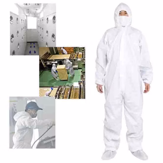 Bianco 50 pezzi per scatola M, L, XL, XXL, Xxxl, Xxxxl Tuta protettiva protettiva chimica SMS Hazmat
