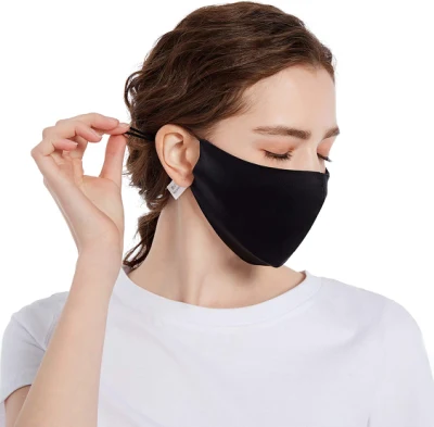 Maschera per il viso in seta Nera Sportiva Riutilizzabile Per adulti Lavabile Traspirante Maschera in tessuto di design Donna Uomo Earloop Bocca Copri naso Regali Abbastanza